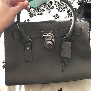 Michael Kors Hamilton Gray Lock Key Satchel